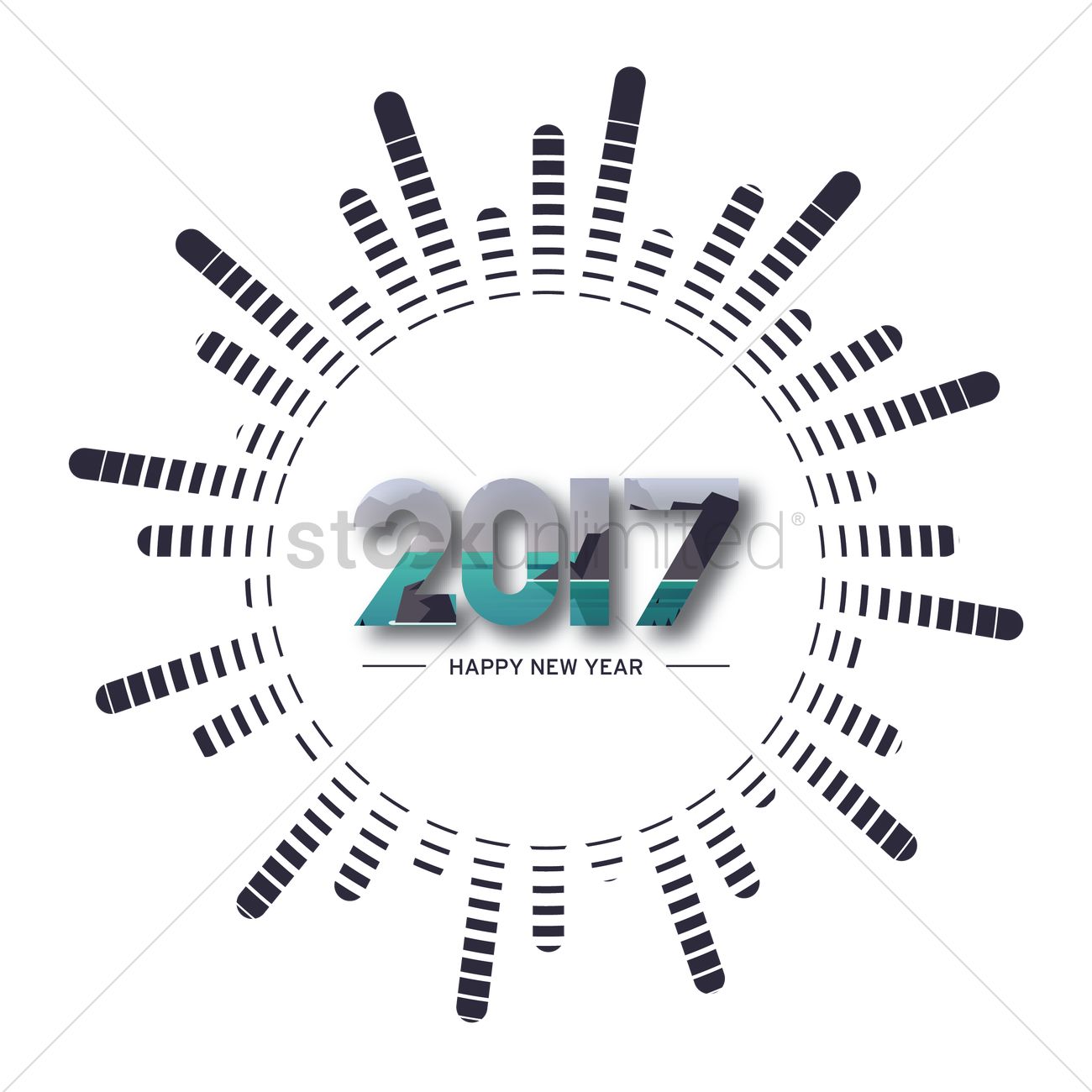 1300x1300 Happy New Year 2017 Vector Image