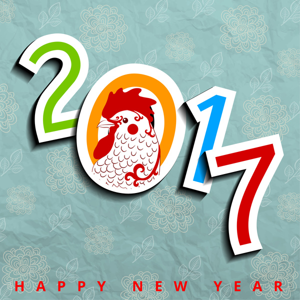 600x600 Happy New Year 2017 Chicken Year Asian Vintage Design Free Vector