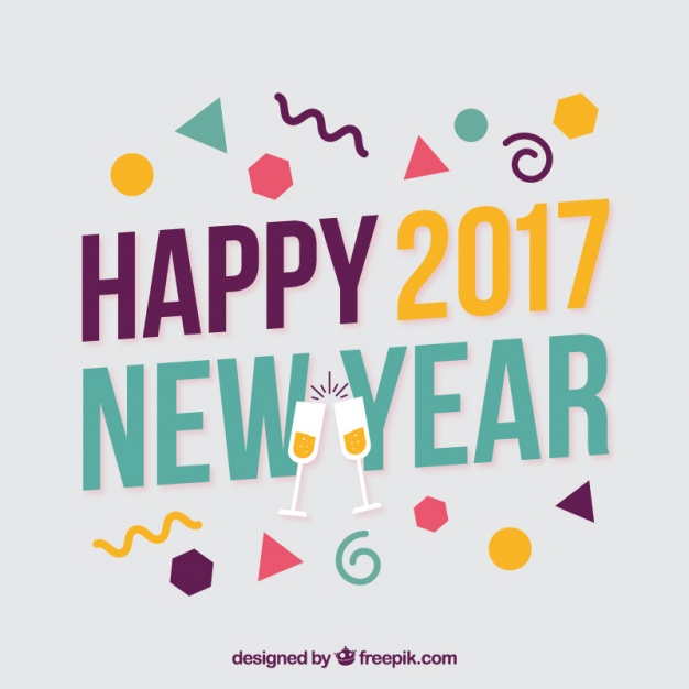 626x626 Memphis Style Happy New Year 2017 Background Vector Free Download