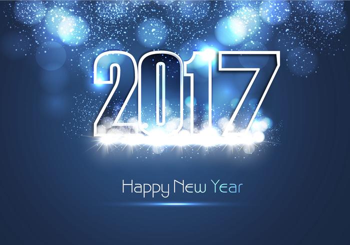 700x490 Shiny Blue Happy New Year 2017 Card