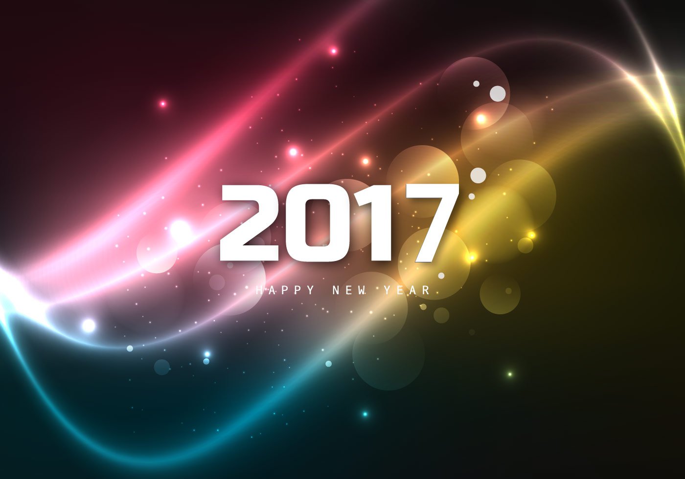 1400x980 Vector Glowing Colorful Happy New Year 2017