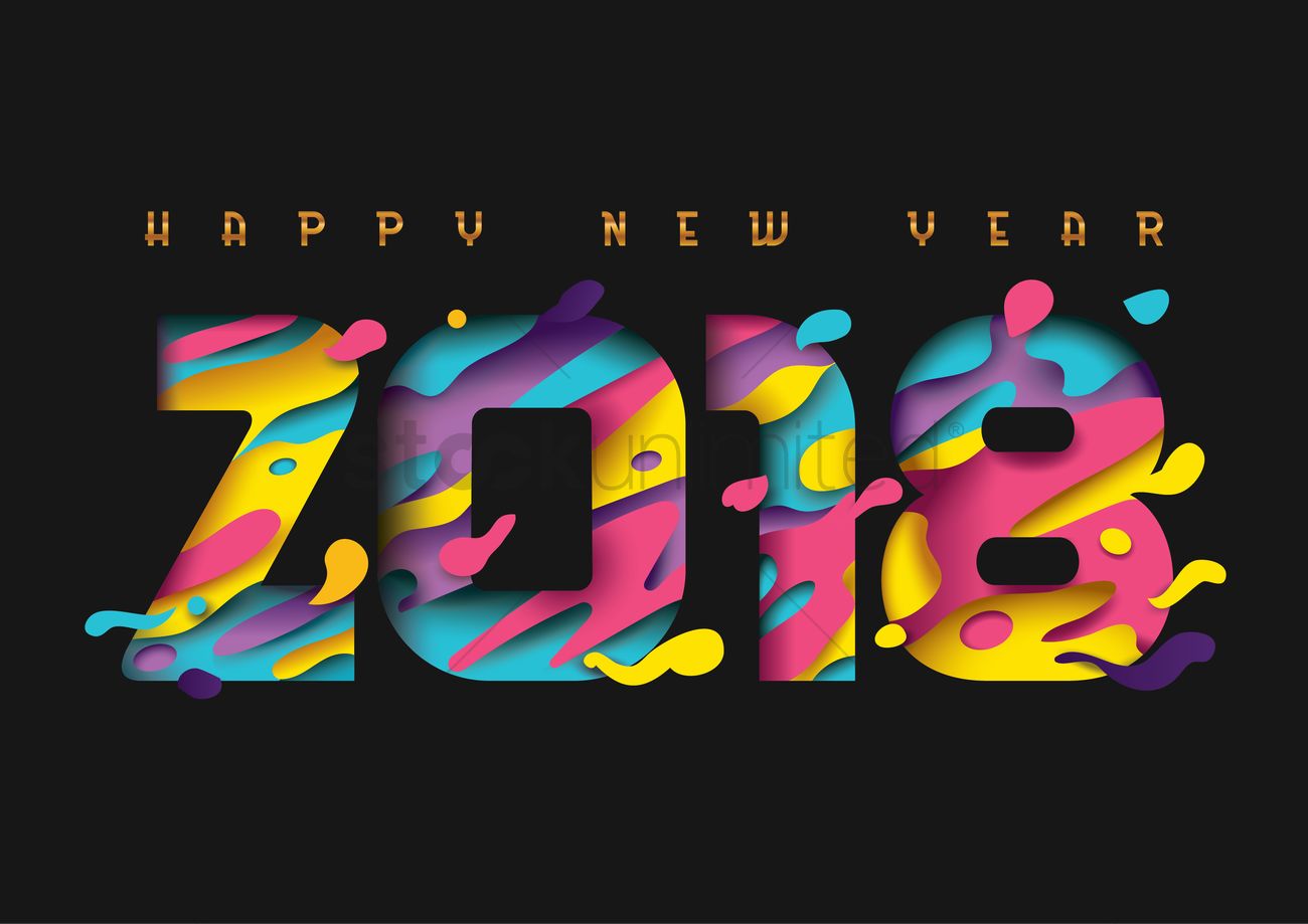 1300x919 Happy New Year 2018 Vector Image