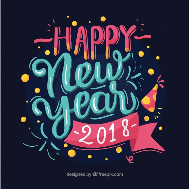 626x626 Happy New Year 2018 In Blue And Pink Letters Vector Free Download