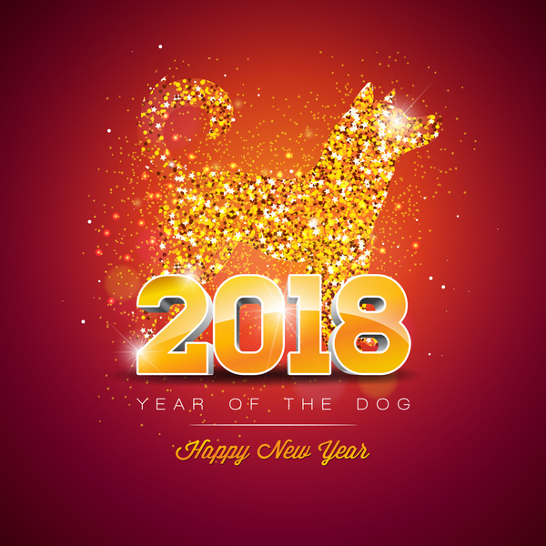 600x600 Happy New Year 2018 Year Of Dog Vectors Design 01 Free Download