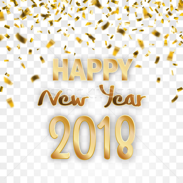 600x600 Golden Confetti Transparent Happy New Year 2018 Vector