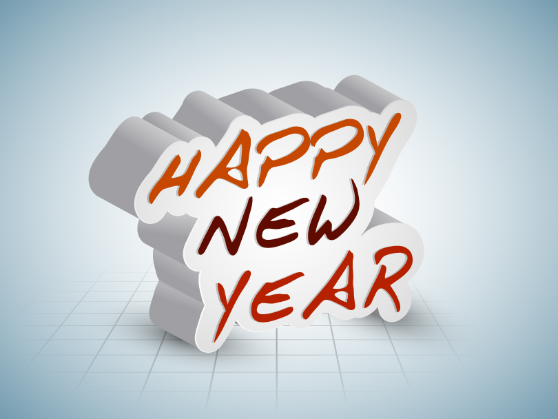 810x608 Happy New Year 2014 3d Shadow Vector Free Vector Graphic Download