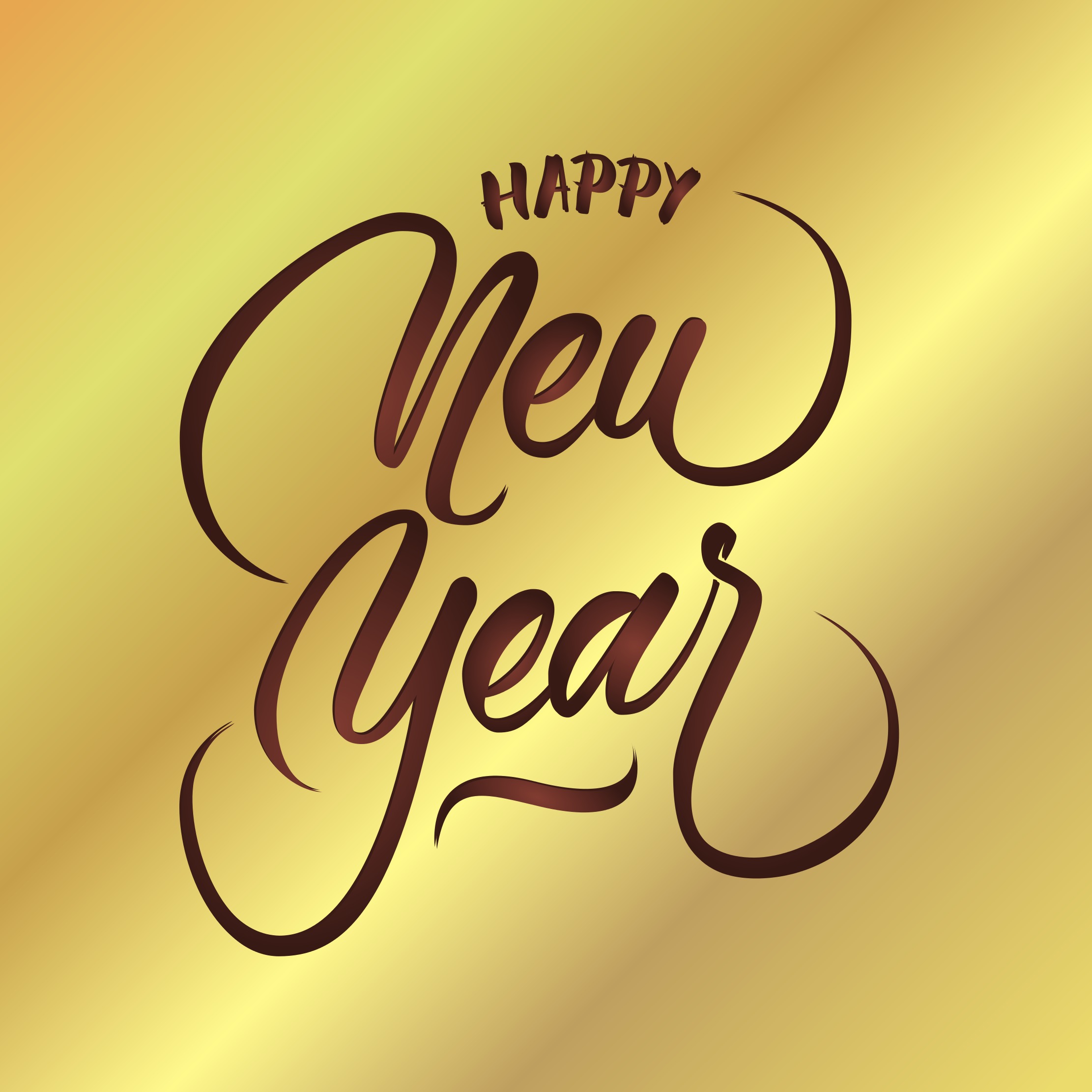 2222x2222 Happy New Year Vector Hand Lettering