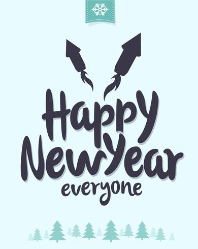 390x490 Wintery Happy New Year Vector