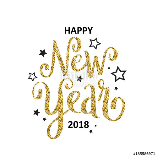 500x500 Happy New Year 2018 Hand Lettered Card Stock Image And Royalty