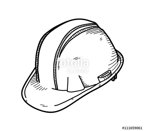 500x457 Hard Hat Or Safety Hat, A Hand Drawn Vector Doodle Illustration Of