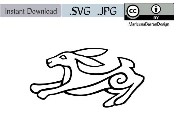 570x453 Running Hare Vector Graphic File Royalty Free Creative Etsy