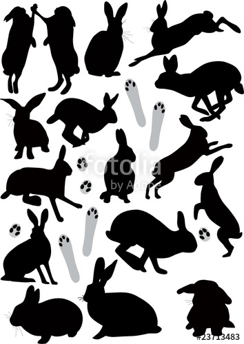 354x500 Vector Silhouettes Of Hares A Symbol Of 2011 Stock Image And