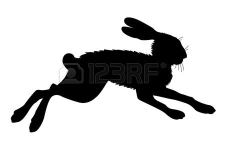 450x292 Hare Silhouette On White Background, Vector Illustration Stock