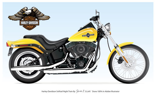 500x333 Vector Graphic, 2007 Harley Davidson Softail Night Train, Graphic