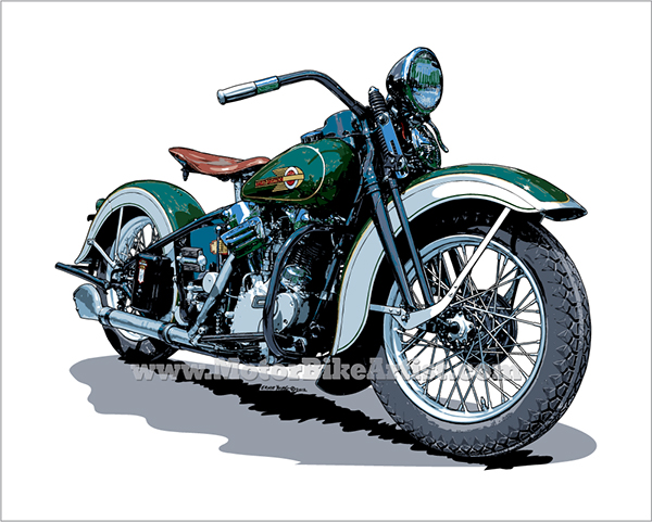 600x481 Harley Davidson Green Knucklehead Motorcycle Vector Art On Behance