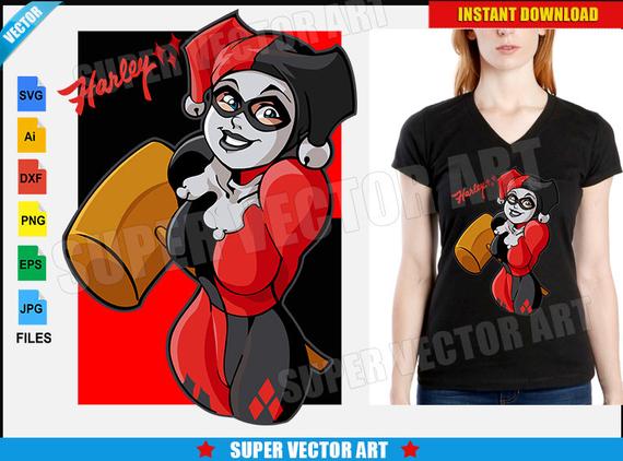 570x422 Harley Quinn Vector Logo Clipart Svg Eps Png Digital Dc Etsy