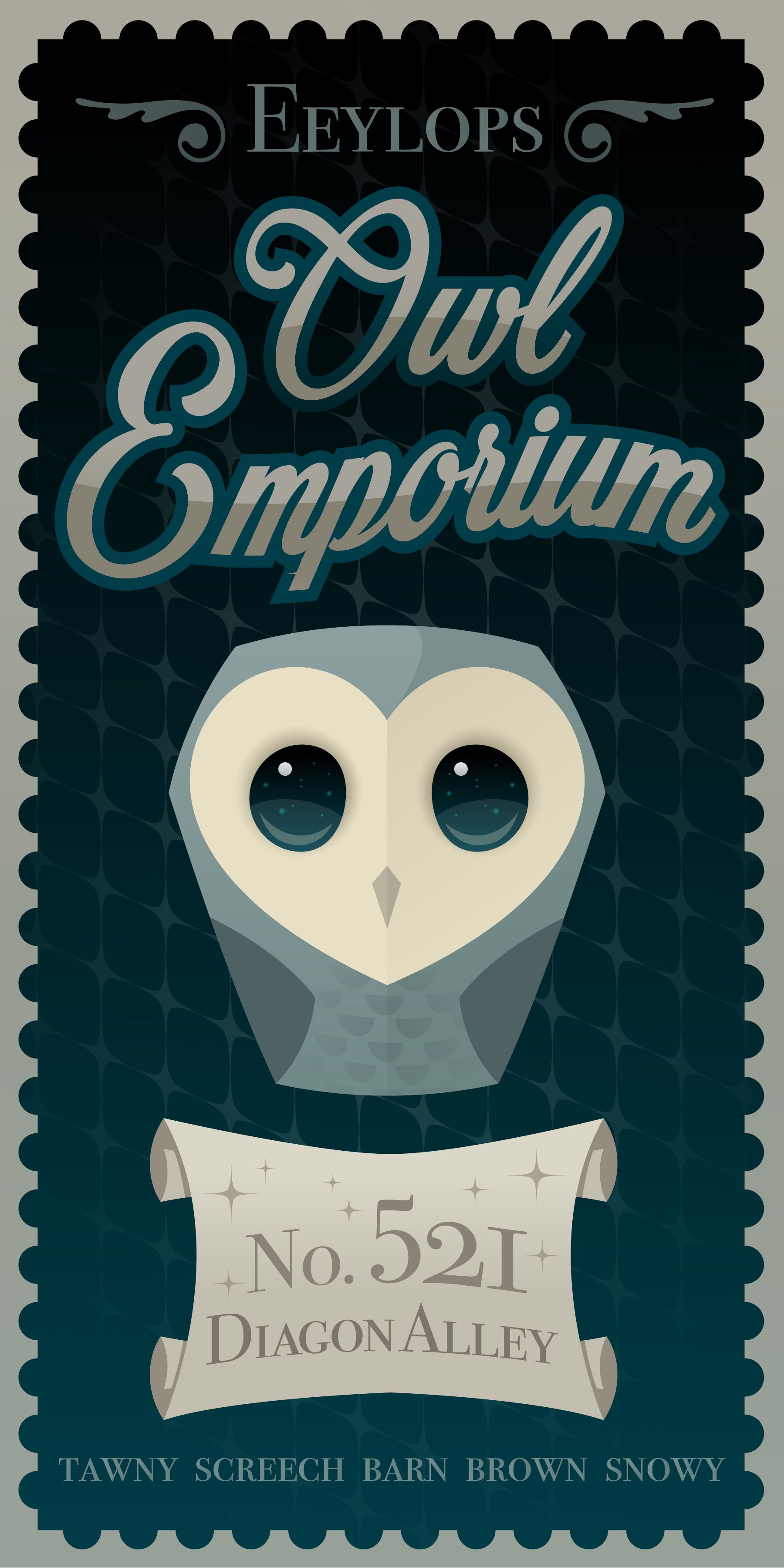 1800x3600 Eeylops Owl Emporium Fanart By Karianne Hutchinson Illustration