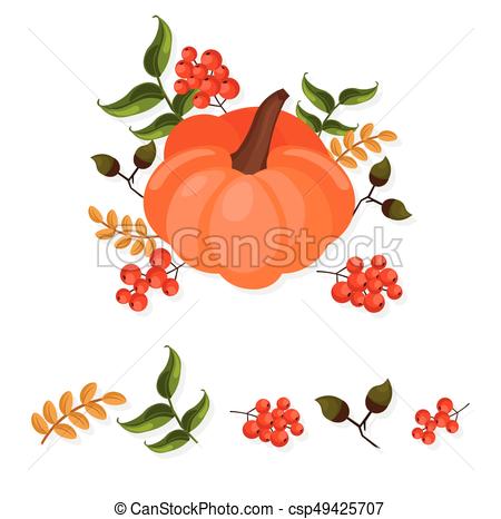 450x466 Pumpkin Decor Autumn Harvest Vector Illustration Card Festivals.