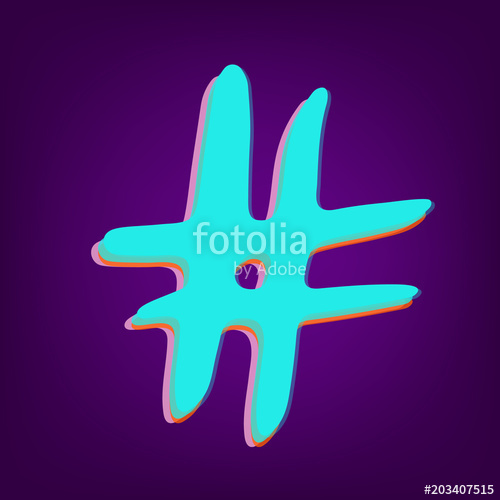 500x500 Hand Drawn Hashtag. Vector Illustration. Stock Image And Royalty