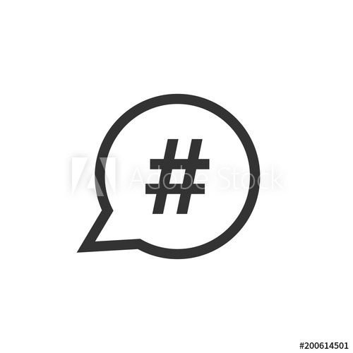 500x500 Hashtag Vector Icon In Flat Style. Social Media Marketing