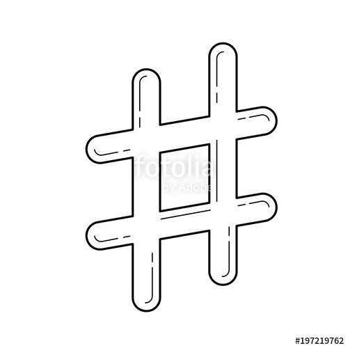 500x500 Hashtag Vector Line Icon Isolated On White Background. Hashtag