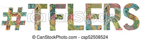 450x130 Word Tflers With Hashtag. Vector Decorative Zentangle Object. Hand