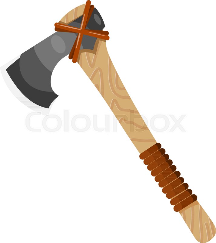 713x800 Color Image Of An Ax On A White Background. Vector Illustration Of