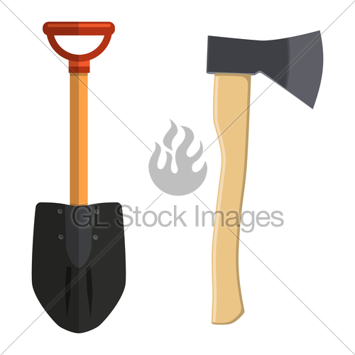 500x500 Shovel And Hatchet Axe Vector Icon Gl Stock Images