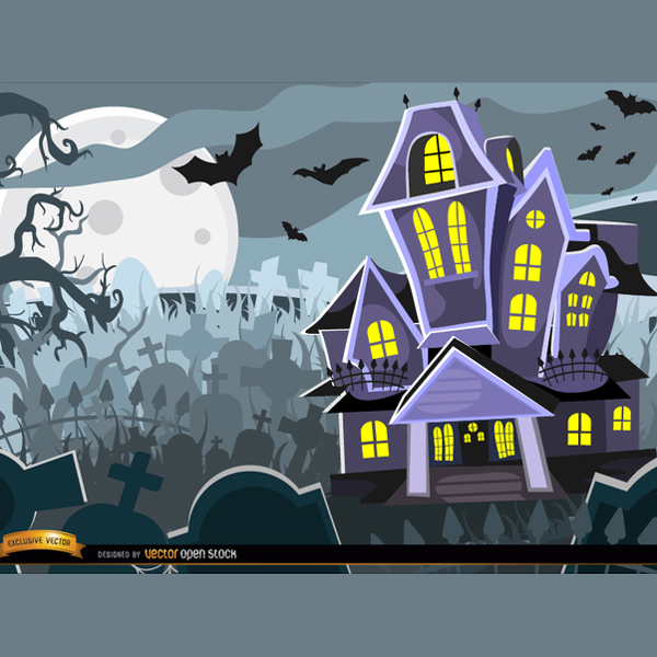 600x600 Halloween Haunted House Vector