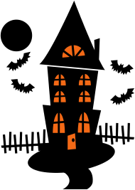 190x267 Halloween Haunted House With Bats And Moon Vector By Birdy27