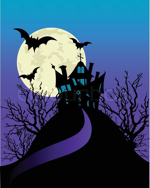 641x800 Vertical Halloween Flyer With A Haunted House Stock Vector