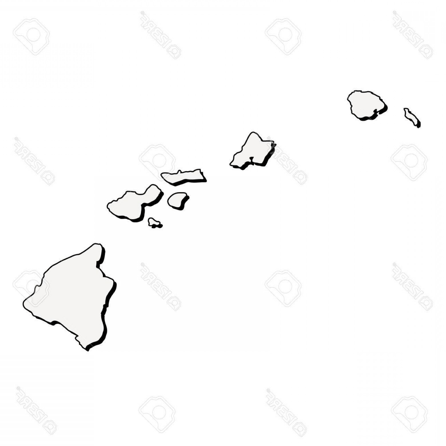 1560x1560 Photostock Vector Hawaii Usa Detailed Outline Map With Shadow