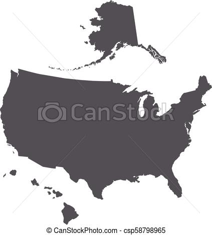 423x470 Usa Map Outline With Alaska And Hawaii Islands.