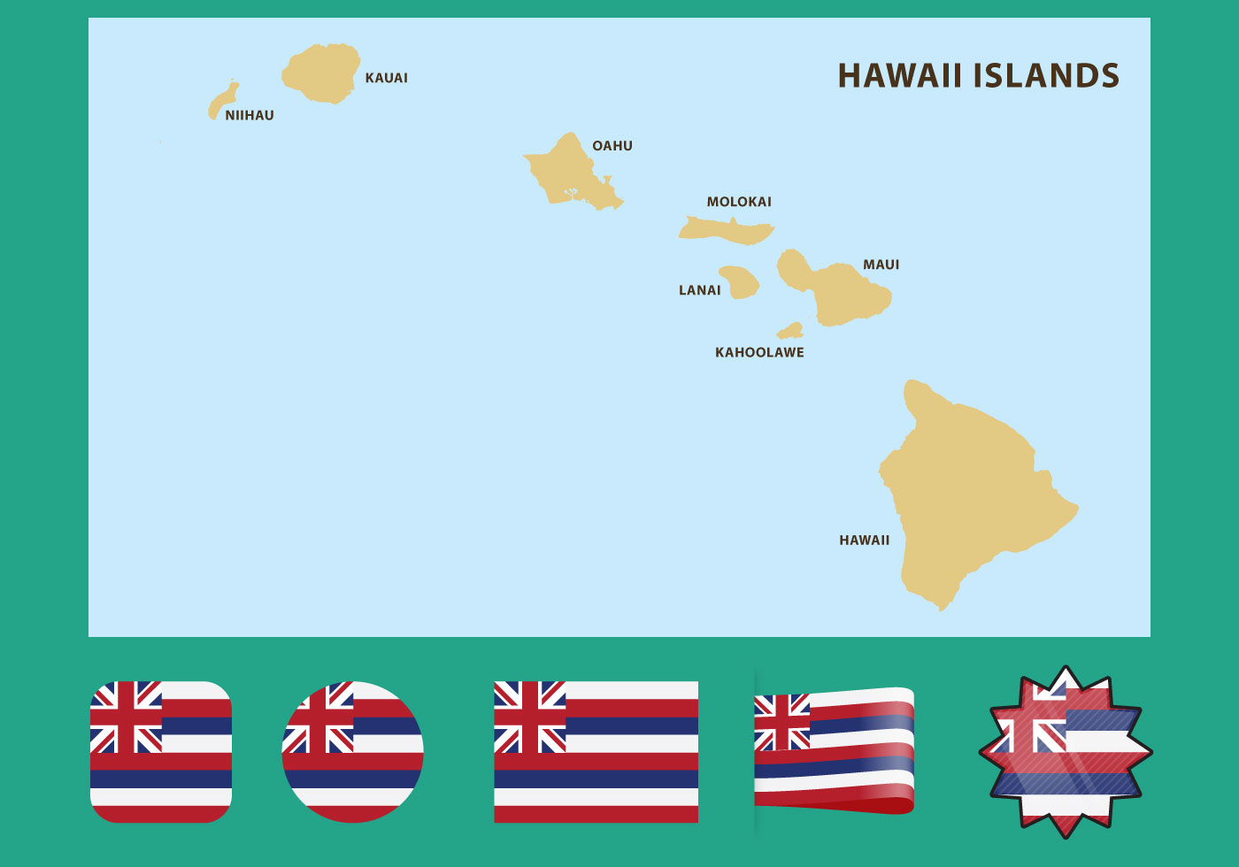 1400x980 Hawaii Islands Free Vector Art