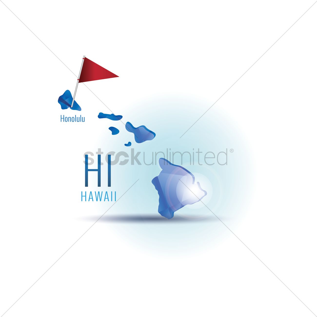 1300x1300 Hawaii Map With Capital City Vector Image