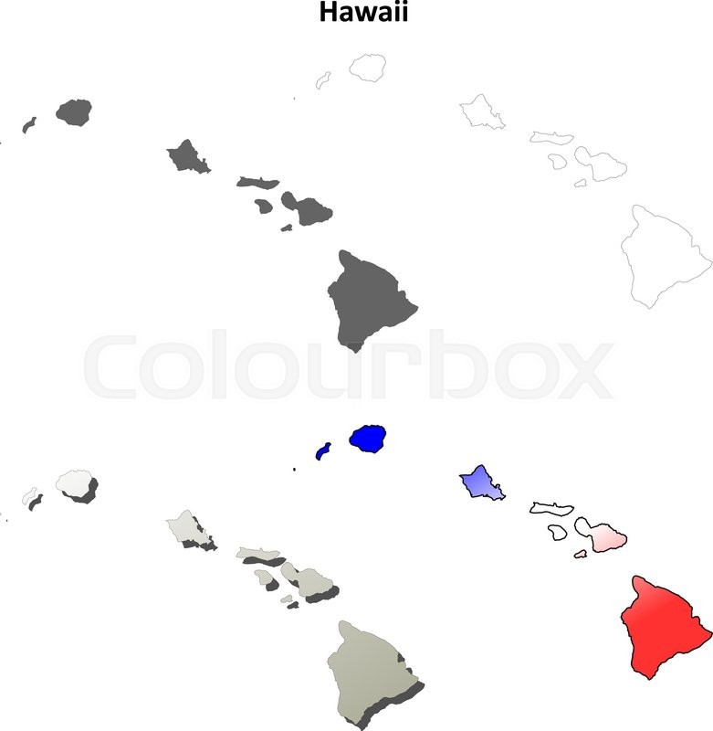 781x800 Hawaii State Blank Vector Outline Map Set Stock Vector Colourbox