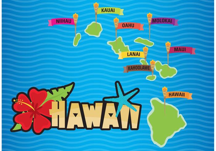 700x490 Tiki Torch Hawaii Map Vector