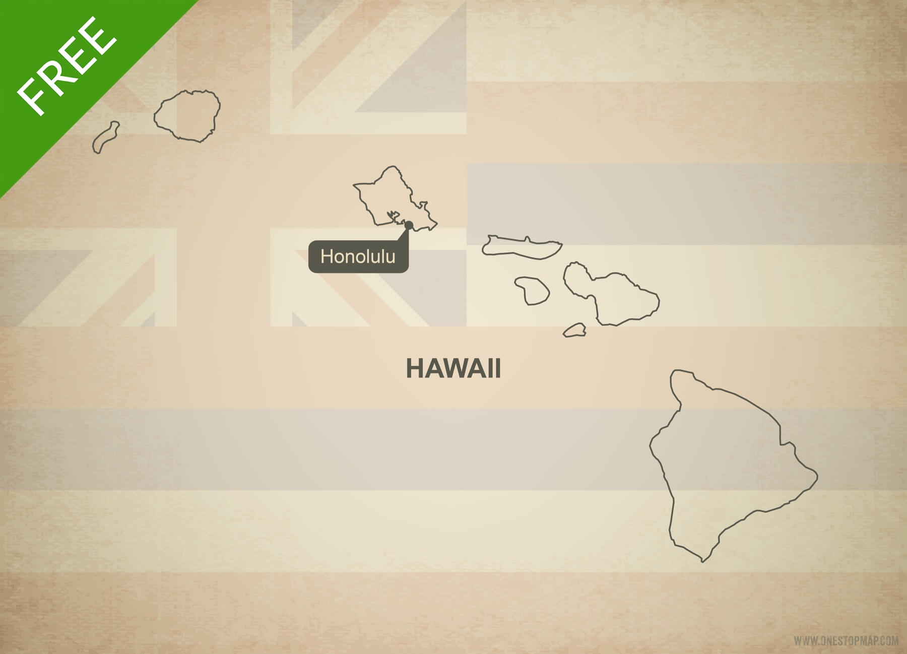 1800x1298 Free Vector Map Of Hawaii Outline One Stop Map