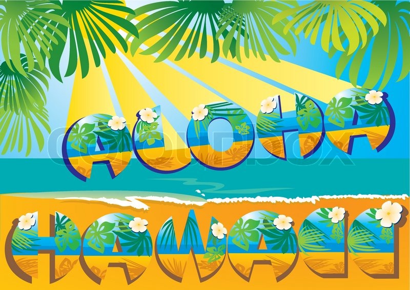 800x566 Postcard Aloha Hawaii Stock Vector Colourbox