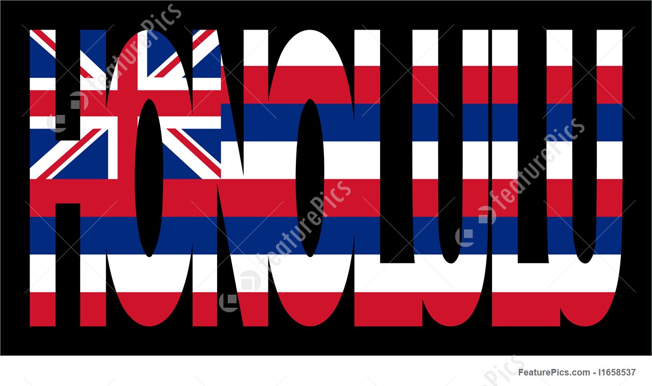 1300x769 Honolulu With Hawaii Flag Stock Illustration I1658537