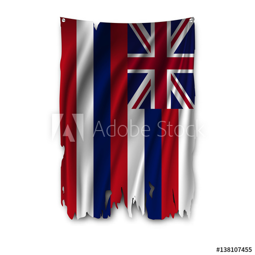 500x500 Torn By The Wind National Flag Of Hawaiian Islands. Ragged. The