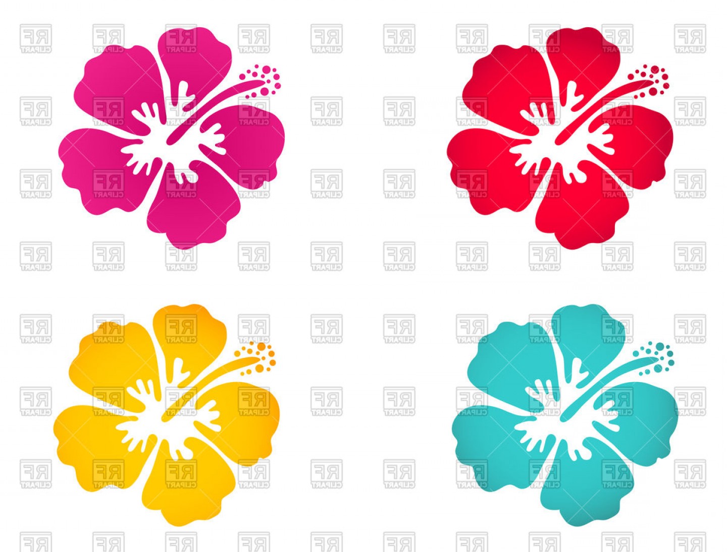 1440x1095 Hibiscus Flower Icon Set Vector Clipart Shopatcloth