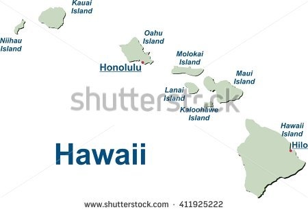 450x309 Hawaii Islands Map Map Hawaiian Islands Stock Vector 411925222