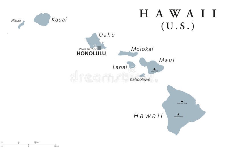 800x522 Photostock Vector Political Map Of Hawaii Islands With The Capital