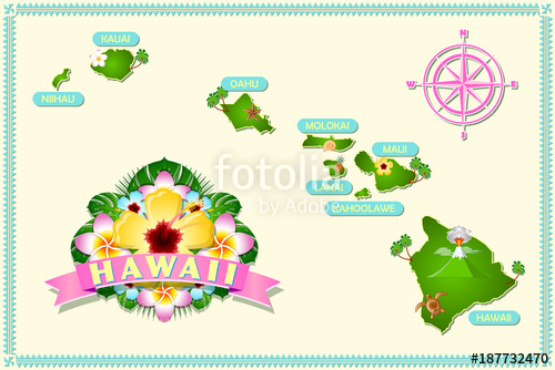 500x334 Rough And Not Detailed Hawaiian Islands With Traditional Folk