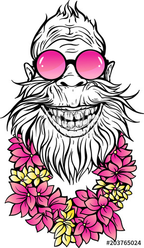 290x500 Yeti In Sunglasses And Hawaiian Lei. Stock Image And Royalty Free