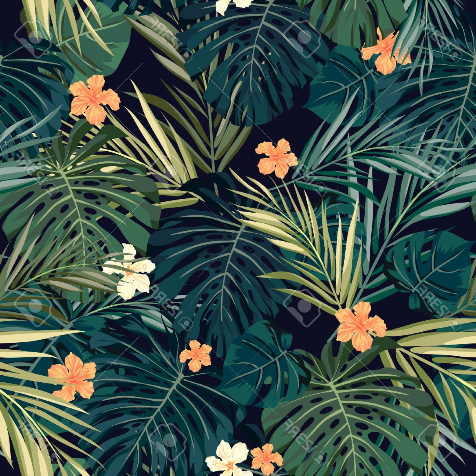 1560x1560 Photostock Vector Summer Colorful Hawaiian Seamless Pattern With