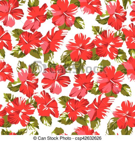450x470 Seamless Tropical Flower Hawaiian Pattern. Scalable Vectorial