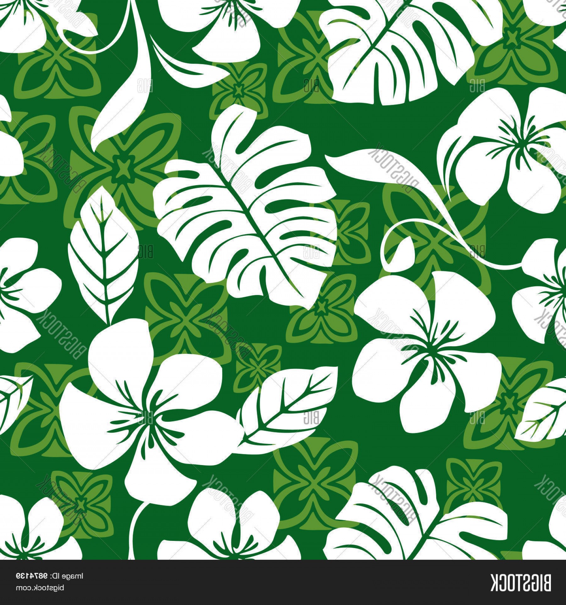 1800x1924 Stock Vector Seamless Aloha Friday Hawaiian Shirt Pattern