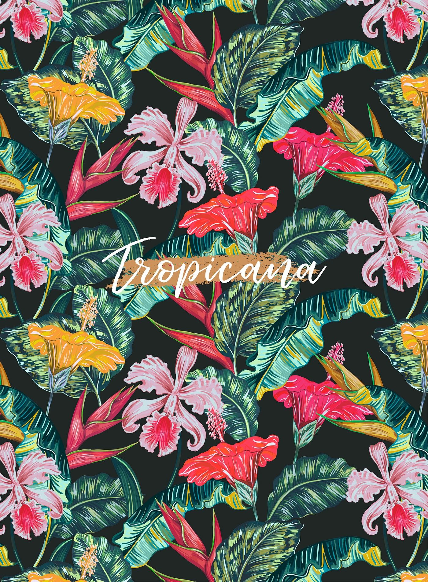 1400x1905 Tropical Seamless Vector Pattern Backgrounds With Exotic Flowers